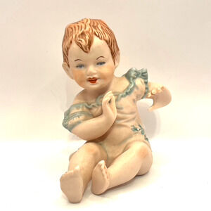 Vintage Porcelain Piano Baby Sitting signed Madeline as-IS